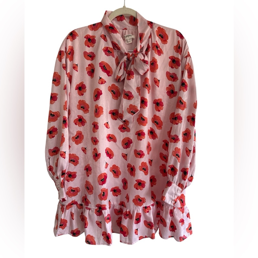 Glamorous Pink Top with Red Floral Design
